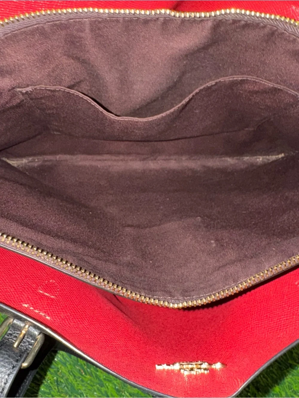 COACH Mollie Leather Tote Bag Black Red Interior Shoulder Handbag Purse 1671